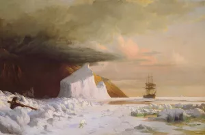 An Arctic Summer- Boring Through the Pack in Melville Bay by William Bradford Oil Painting