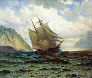 Brigantine Off the Lee Shore painting by William Bradford