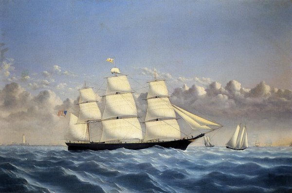 Main Product Photo of Clipper Ship 'Golden West' of Boston, Outward Bound Painting by William Bradford