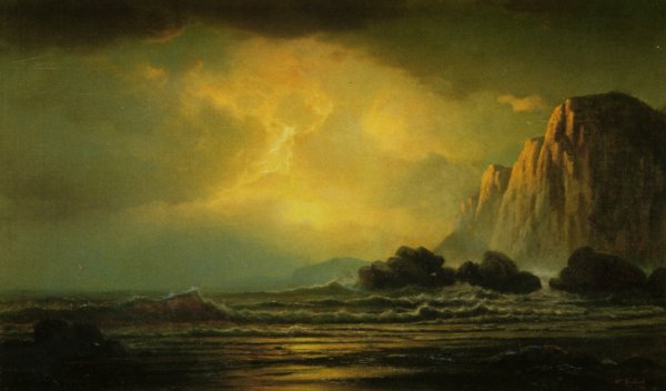 Main Product Photo of Coastal Scene at Sunset Painting by William Bradford