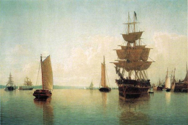 East River Off Lower Manhattan by William Bradford - Hand-Painted Oil Painting Reproduction