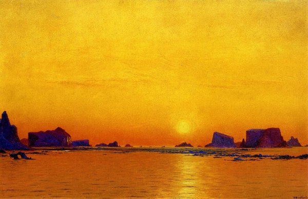 Main Product Photo of Ice Floes under the Midnight Sun Painting by William Bradford