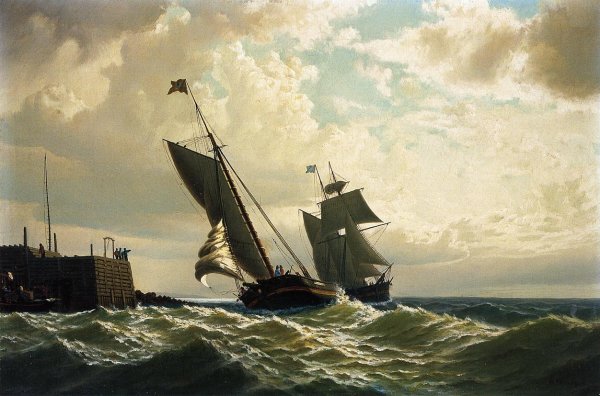 Making Harbor by William Bradford - Hand-Painted Oil Painting Reproduction