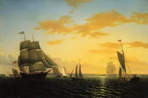 New Bedford Harbor at Sunset by William Bradford - Oil Painting Reproduction