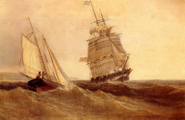 Main Product Photo of Passing Ships Painting by William Bradford