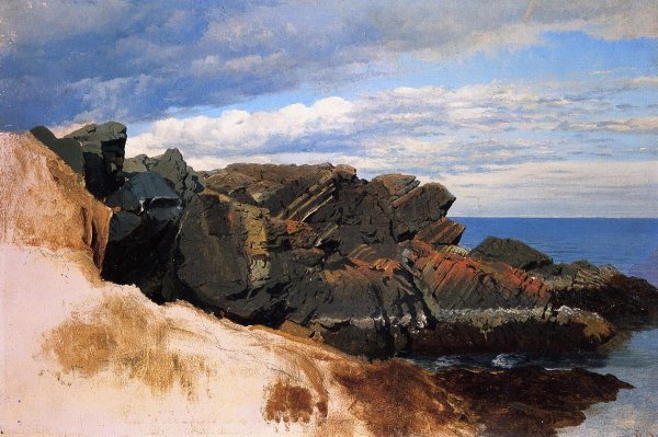 Main Product Photo of Rock Study at Nahant, Massachusetts Painting by William Bradford