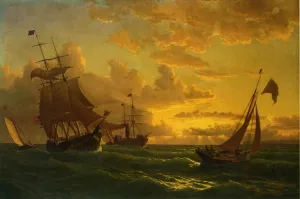 Shipping in Rough Waters by William Bradford - Oil Painting Reproduction