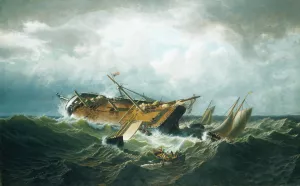 Shipwreck off Nantucket by William Bradford Oil Painting
