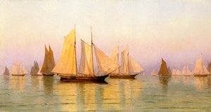 Sloops and Schooners at Evening Calm by William Bradford Oil Painting