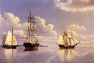 The Kennebec River, Waiting for Wind and Tide by William Bradford - Oil Painting Reproduction