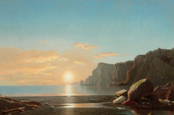 View of Northern Head at Sunrise in the Bay of Fundy  by William Bradford - Hand-Painted Oil Painting Reproduction