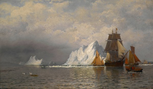 Whaler and Fishing Vessels near the Coast of Labrador  by William Bradford - Hand-Painted Oil Painting Reproduction