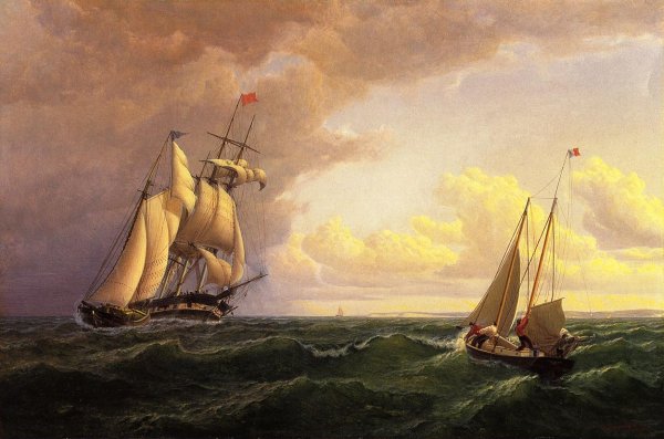 Main Product Photo of Whaler off the Vineyard - Outward Bound Painting by William Bradford