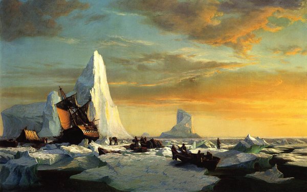 Main Product Photo of Whalers Trapped by Arctic Ice Painting by William Bradford
