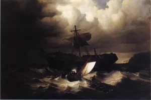 Wreck of an Immigrant Ship Off the Coast of New England by William Bradford - Oil Painting Reproduction