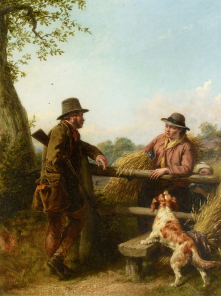 Country Conversation by William Bromley - Hand-Painted Oil Painting Reproduction