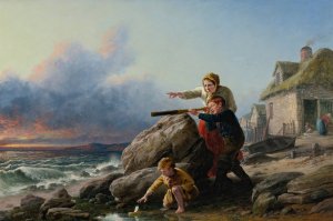 Watching For Boats by William Bromley Oil Painting