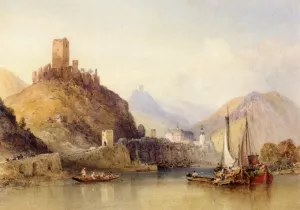 Castle and Town of Cochem on the Moselle by William Callow - Oil Painting Reproduction