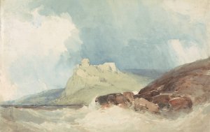 Castle on a Cliff with Stormy Sea by William Callow Oil Painting