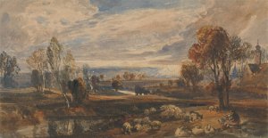 Landscape with Sheep by William Callow Oil Painting