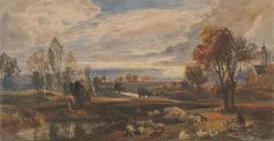 Landscape with Sheep by William Callow Oil Painting