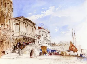 Riva degli Schiavoni, Venice by William Callow - Oil Painting Reproduction