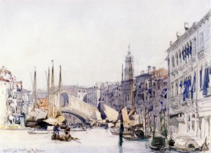 The Grand Canal, Venice, Looking towards The Rialto Bridge Oil painting by William Callow
