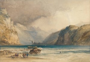 Walenstadt, from Weesen, Switzerland Oil painting by William Callow