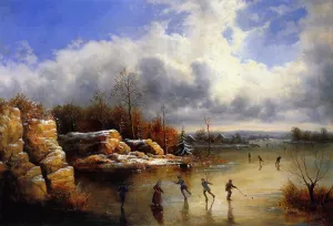 Ice Skating by William Charles Anthony Frerichs - Oil Painting Reproduction