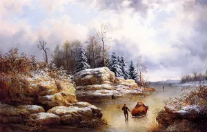 Skating in Winter painting by William Charles Anthony Frerichs