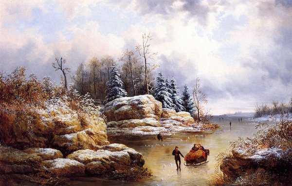 Main Product Photo of Skating in Winter Painting by William Charles Anthony Frerichs