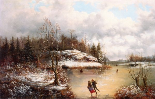Main Product Photo of Skating in Winter Painting by William Charles Anthony Frerichs