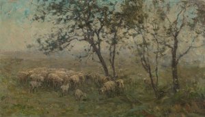 A Flock of Sheep by William Charles Estall Oil Painting