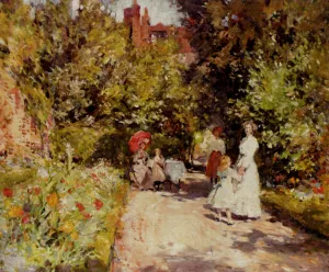 High Tea In The Walled Garden by William Christian Symons - Oil Painting Reproduction