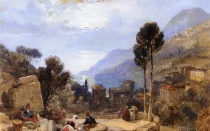 View of Mount Etna from Taormina, Sicily by William Clarkson Stanfield - Oil Painting Reproduction