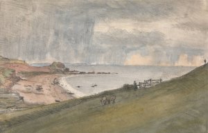 Budleigh, Salterton. An Easier Way of Descending ye Cliff by William Crotch Oil Painting