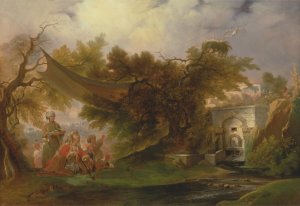Indian Landscape with Figures near a Stream by William Daniell Oil Painting