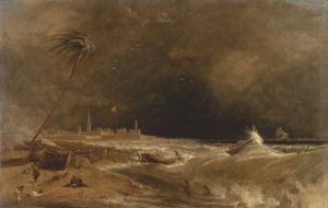 Madras, or Fort St. George, in the Bay of Bengal - A Squall Passing Off by William Daniell Oil Painting