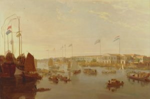 The European Factories, Canton by William Daniell Oil Painting