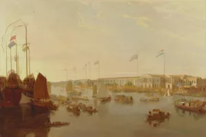 The European Factories, Canton by William Daniell Oil Painting