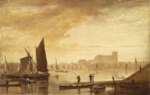 Westminster Bridge and Abbey by William Daniell Oil Painting