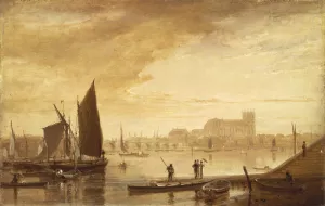 Westminster Bridge and Abbey by William Daniell Oil Painting