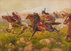 Racing the Steam Train by William De La Montagne Cary Oil Painting
