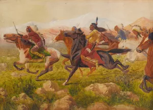 Racing the Steam Train by William De La Montagne Cary Oil Painting