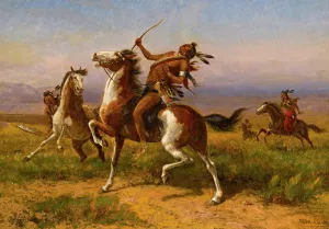 Warring Tribes by William De La Montagne Cary Oil Painting