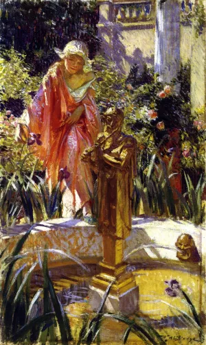 Stepping in the Fountain by William De Leftwich Dodge Oil Painting