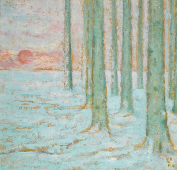 Hiver Dans La Foret  by William Degouve De Nuncques - Hand-Painted Oil Painting Reproduction