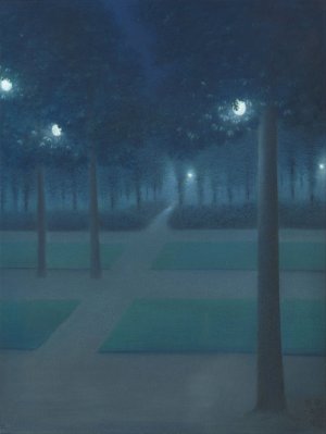 Nocturn in the Parc Royal, Brussels Oil painting by William Degouve De Nuncques