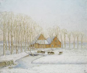 Paysage D'hiver by William Degouve De Nuncques Oil Painting