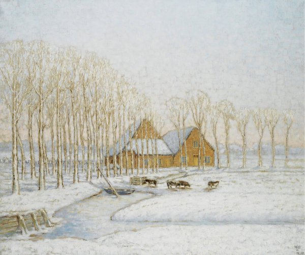 Paysage D'hiver  by William Degouve De Nuncques - Hand-Painted Oil Painting Reproduction
